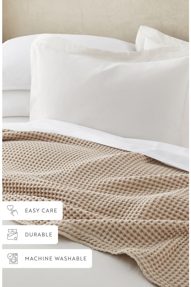 Waffle Weave Cotton Blanket, Alternate, color, MOCHA