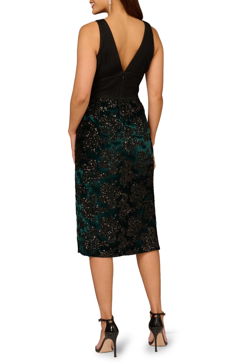 Aidan Mattox Sequin Velvet Sleeveless Cocktail Dress, Alternate, color, Black/ Green