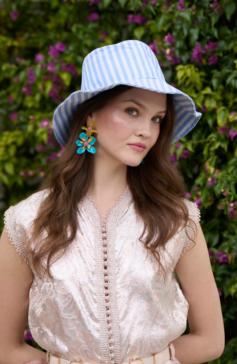 Lele Sadoughi Sedona Seersucker Hat, Alternate, color, Capri Stripe