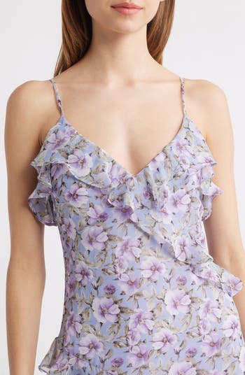Luella Floral Print Ruffle Sleeveless Maxi Dress
