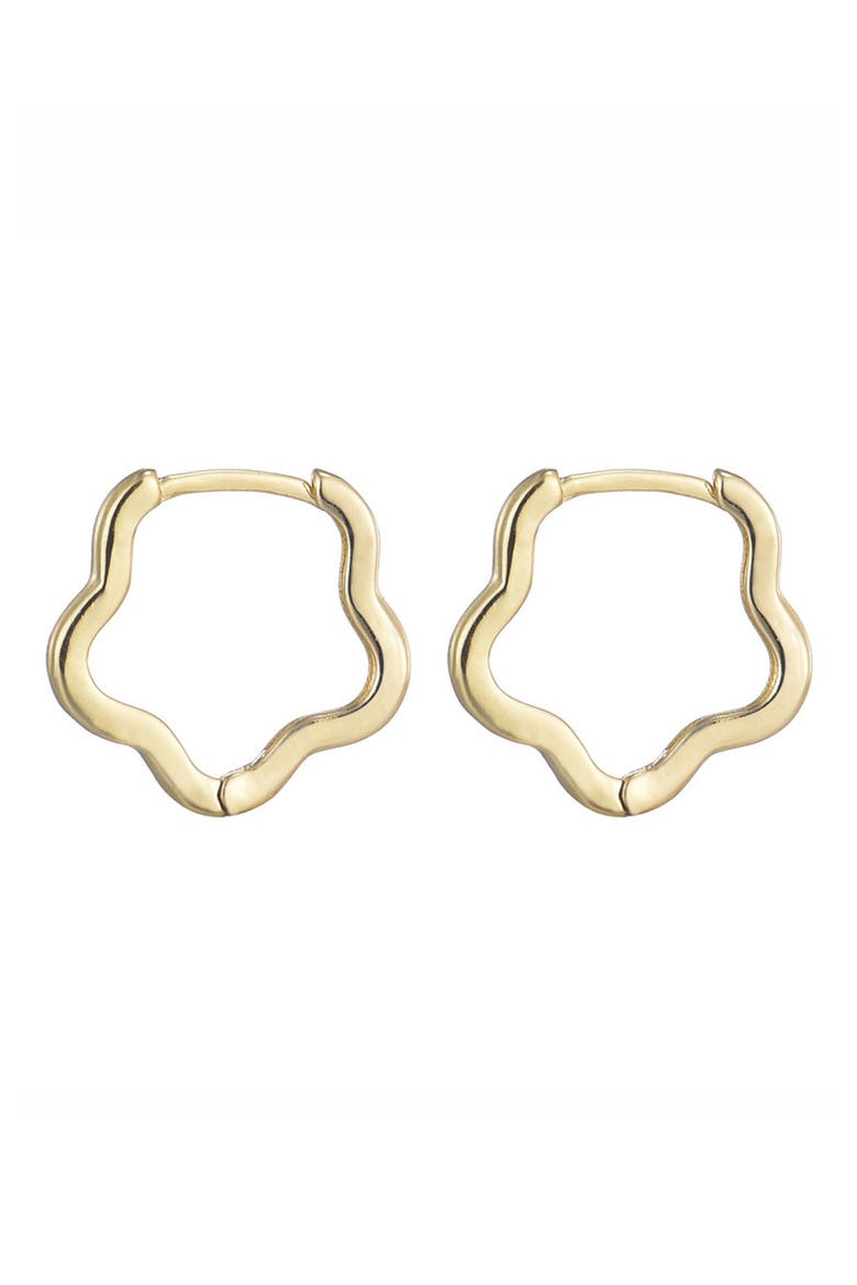 Flower Shaped Huggie Hoop Earrings, Main, color, GOLD