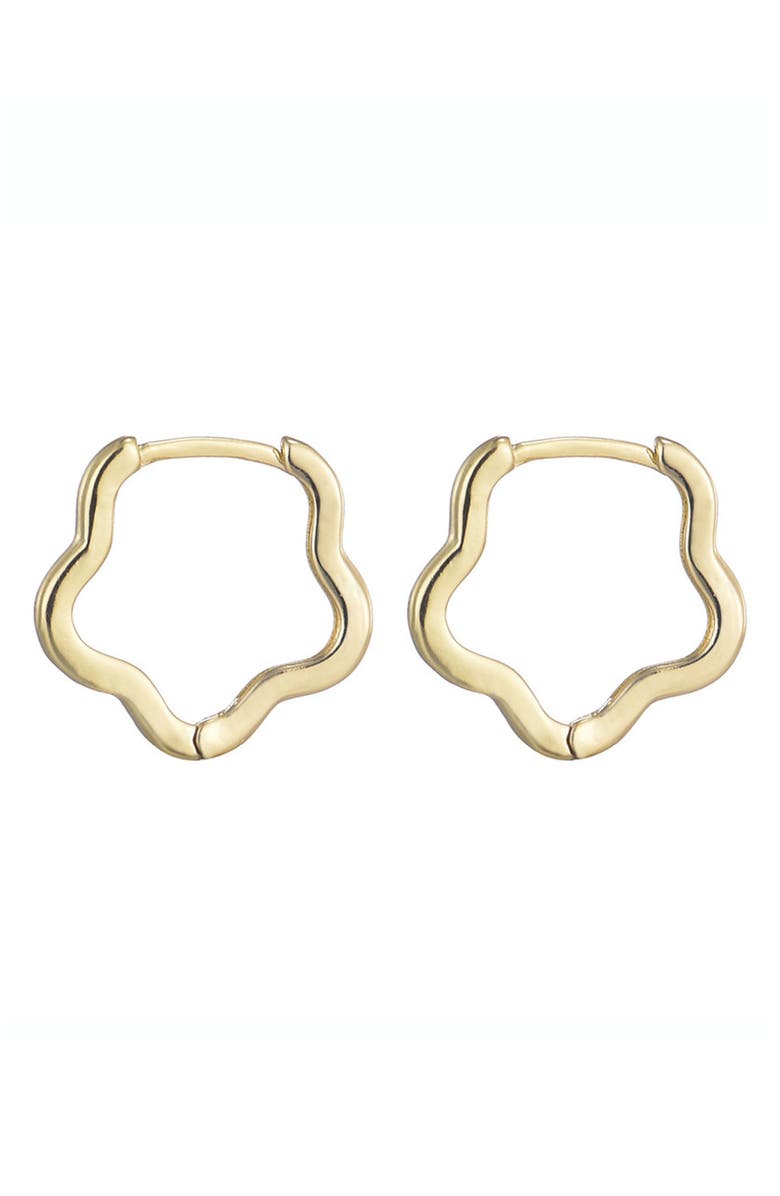 Adornia Flower Shaped Huggie Hoop Earrings, Main, color, Gold