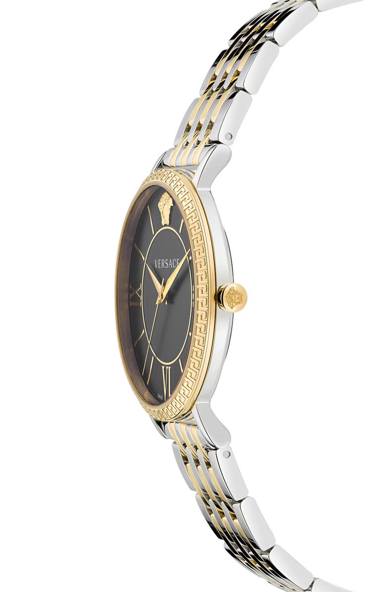 Versace V-Eternal Stainless Steel Strap Watch, 42mm, Alternate, color, Two Tone/Black