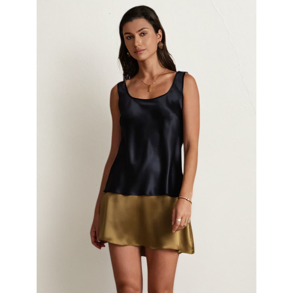 Silksilky Pure Silk Wide Straps Camisole In Black
