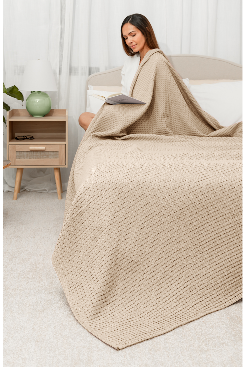 Adult Waffle Blanket, Alternate, color, Sand