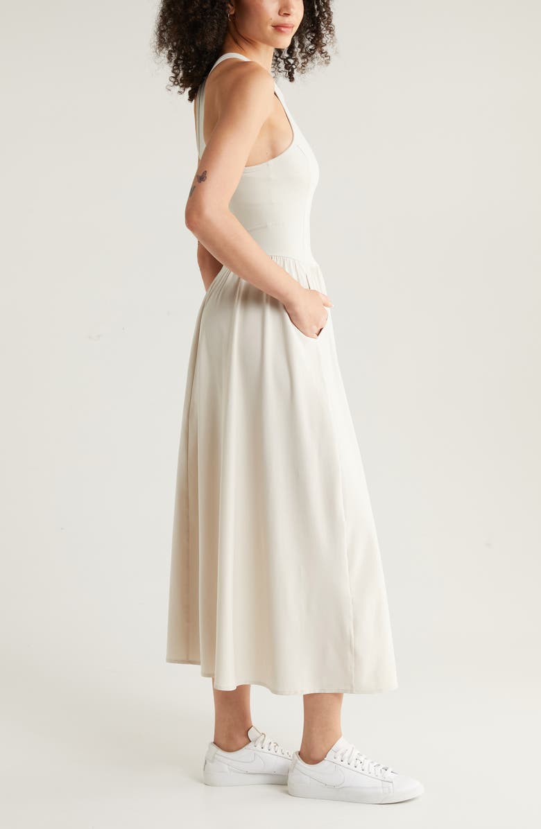 Zella Effortless Cutout Back Hybrid Dress, Alternate, color, Grey Moonbeam