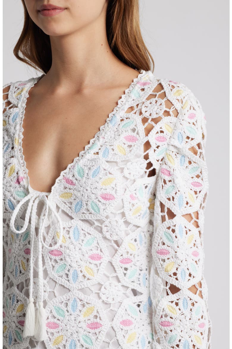 Poemes Long Sleeve Lace Minidress, Alternate, color, GARDEN PETALS MULTI