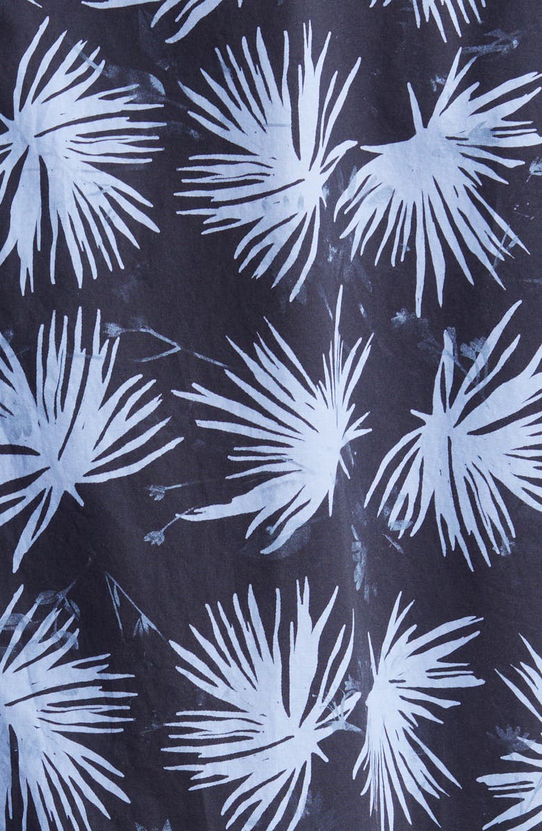 BOSS Drew Palm Print Stretch Camp Shirt, Alternate, color, Dk Bu