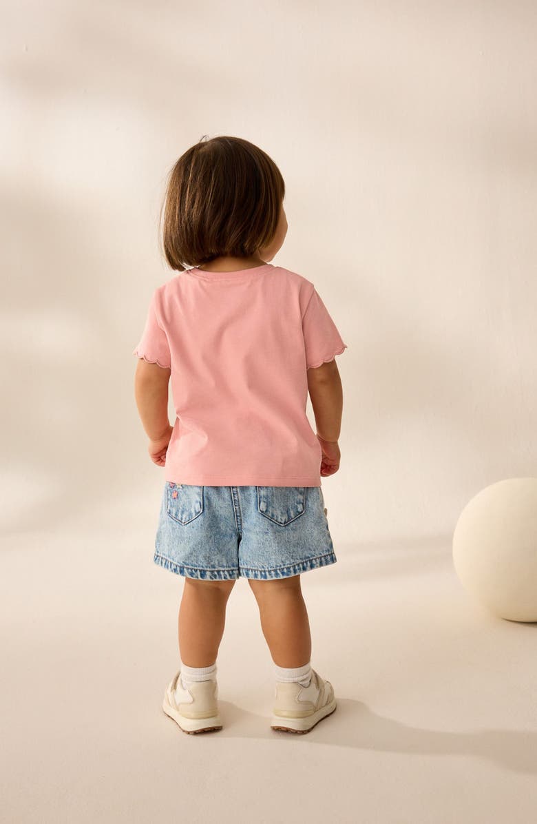 NEXT Kids' Scalloped Cotton Pocket T-Shirt, Alternate, color, Pink