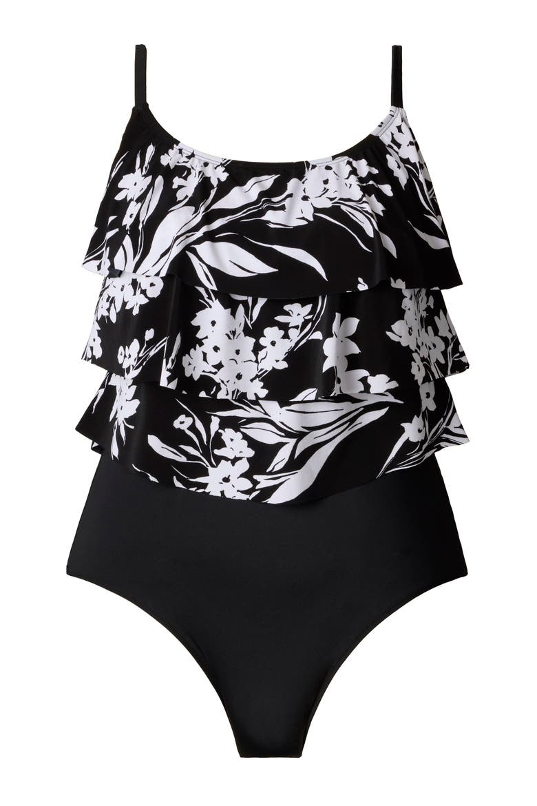 Triple Tier Tank Long Torso One-Piece Swimsuit, Alternate, color, Vineyard Vacay