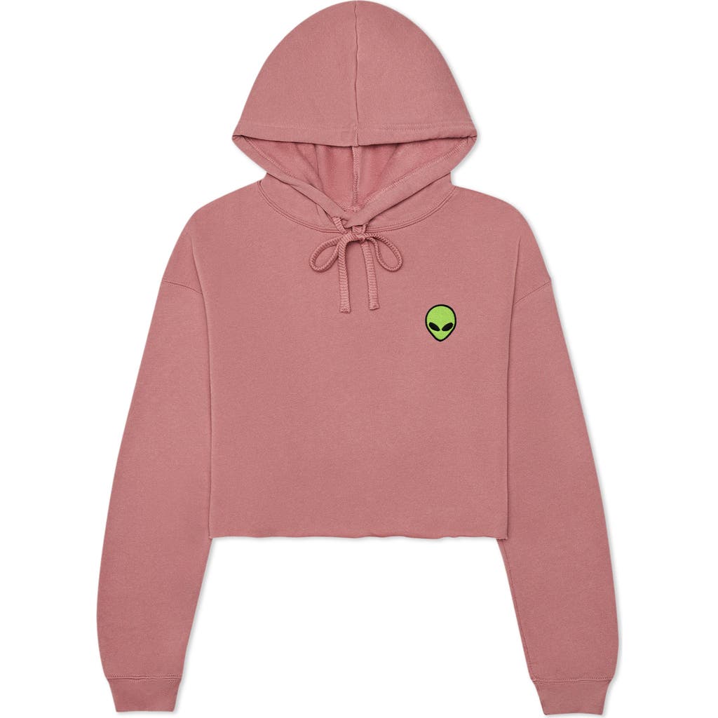 Dalix Alien Cropped Fleece Hoodie In Mauve
