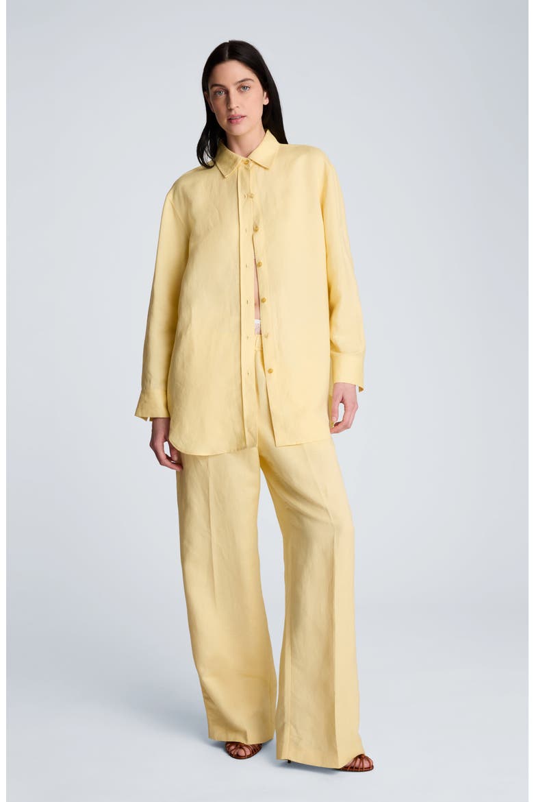 Pull-On Linen Blend Straight Leg Pants, Alternate, color, PASTEL YELLOW