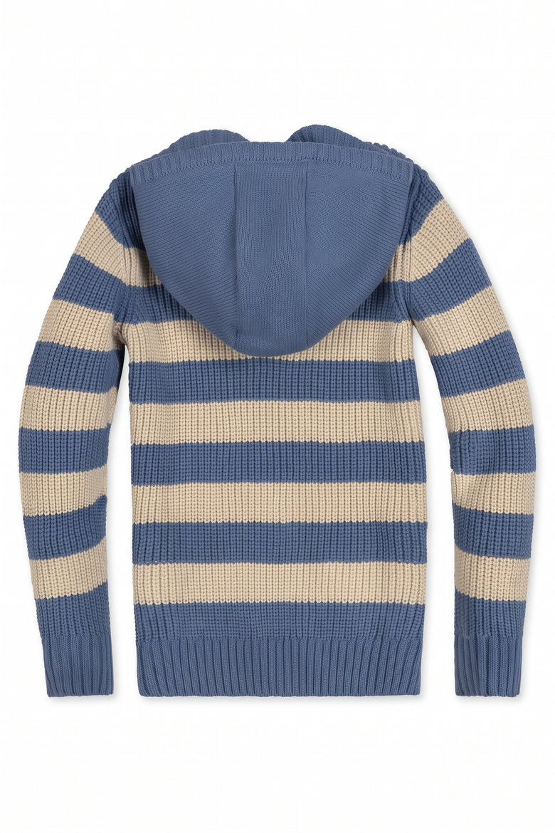 Kids' Organic Henley Sweater Hoodie, Alternate, color, Blue and Natural Stripe