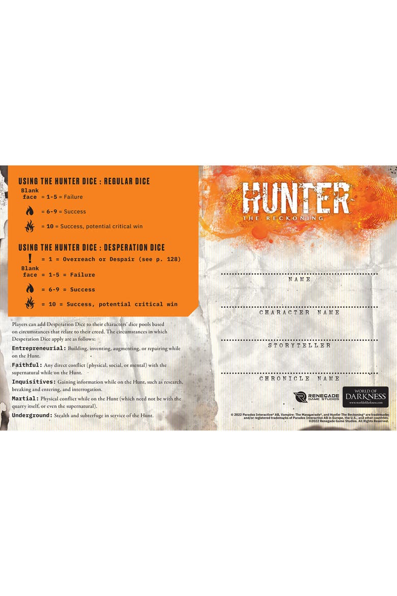 Hunter The Reckoning 5th Edition Roleplaying Game Expansion, Alternate, color, Multicolored