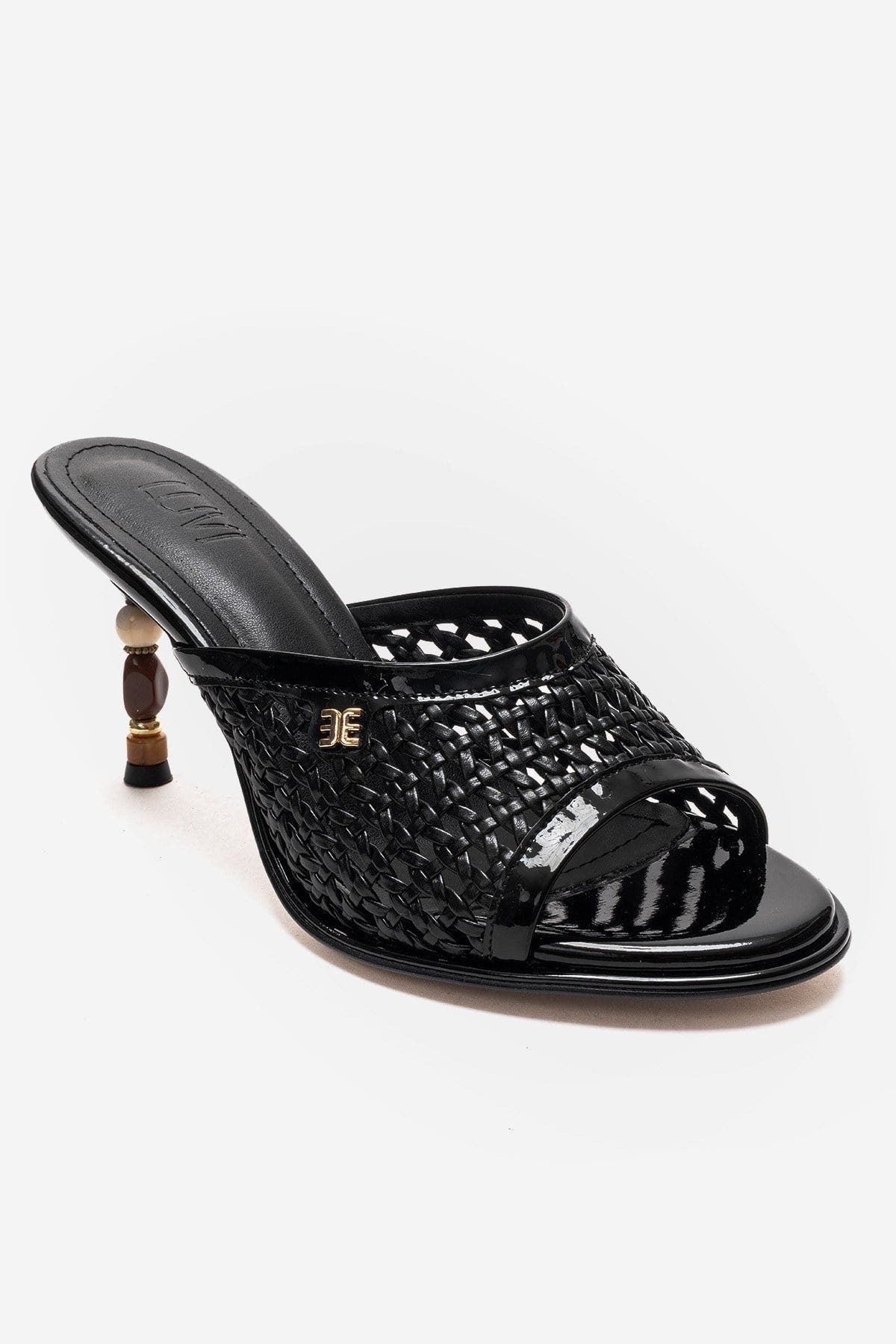 Prologue Shoes Selvian Woven Stiletto Sandal, Alternate, color, Black