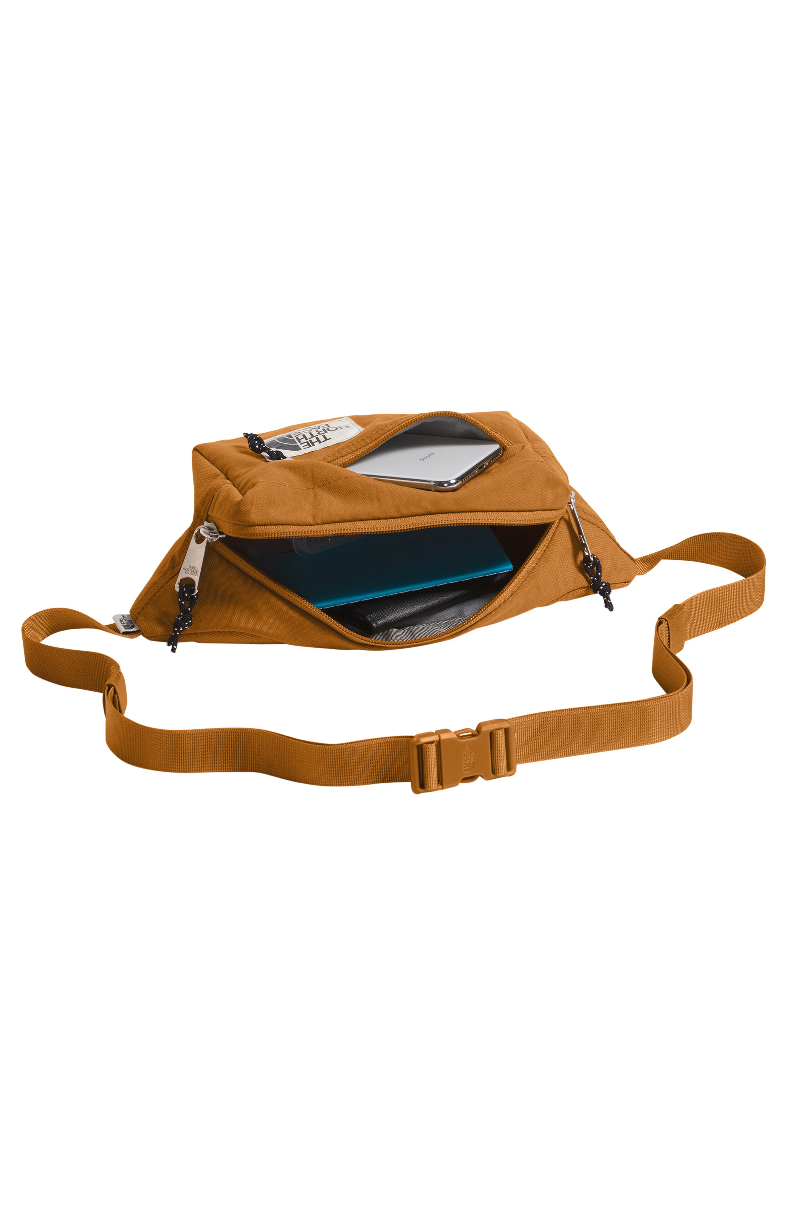 The North Face Berkeley Lumbar Water Repellent Recycled Nylon Belt Bag, Alternate, color, Timber Tan Tnf Black