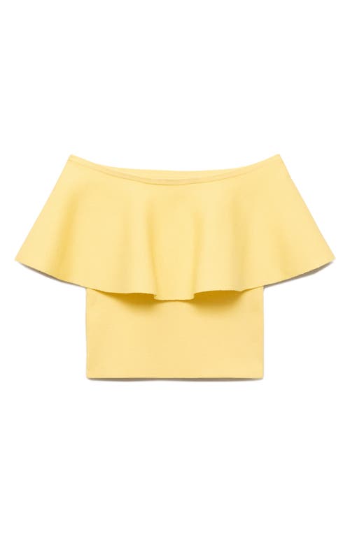 Mango Ruffle Strapless Crop Top In Yellow