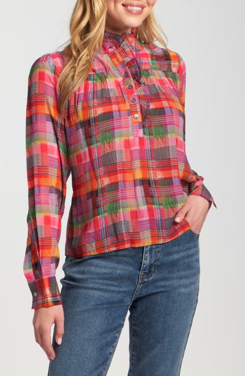 Ruffle Half-Placket Shirt