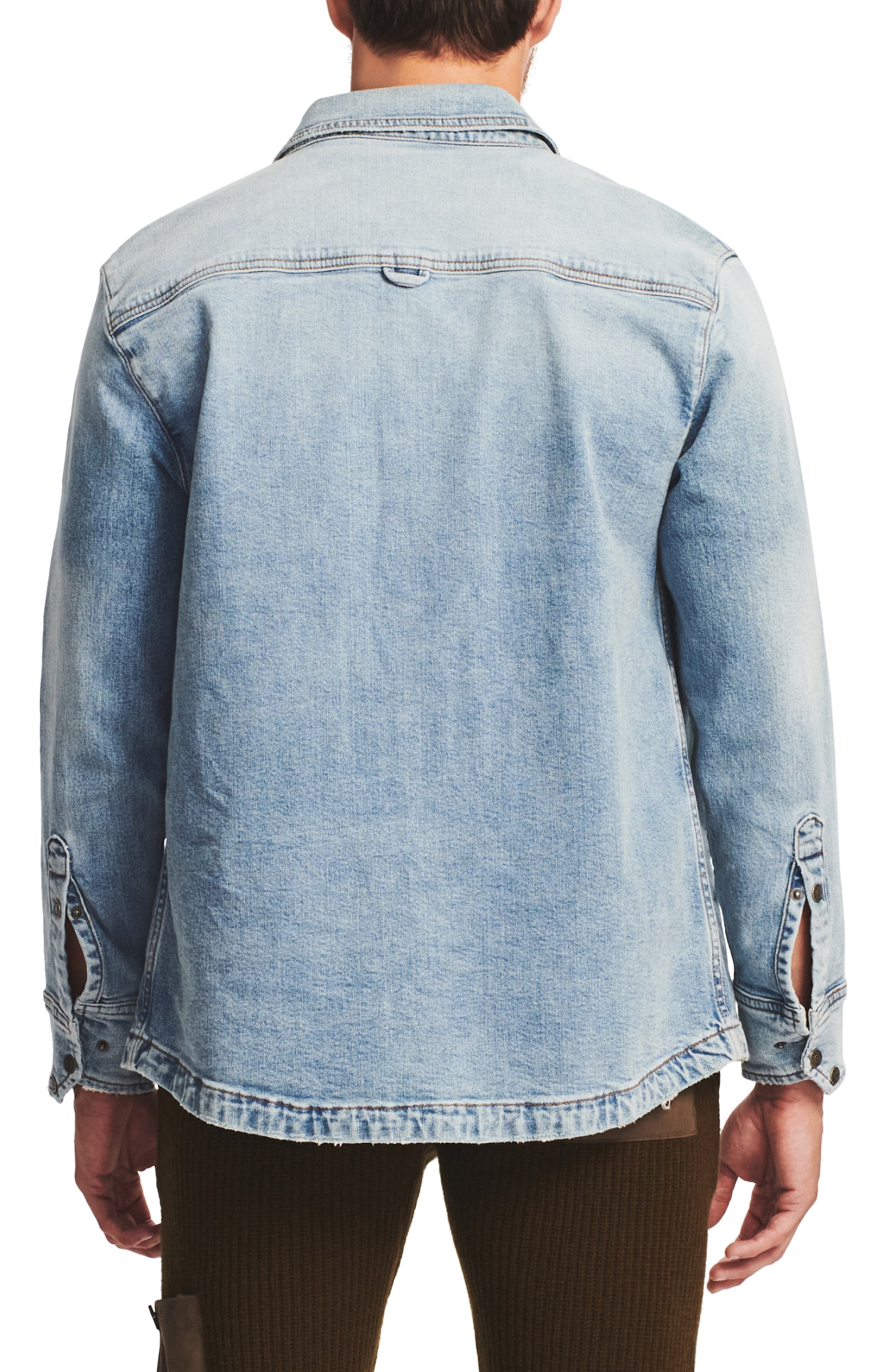 Marcus Oversize Distressed Stretch Denim Snap-Up Shirt Jacket - image 2