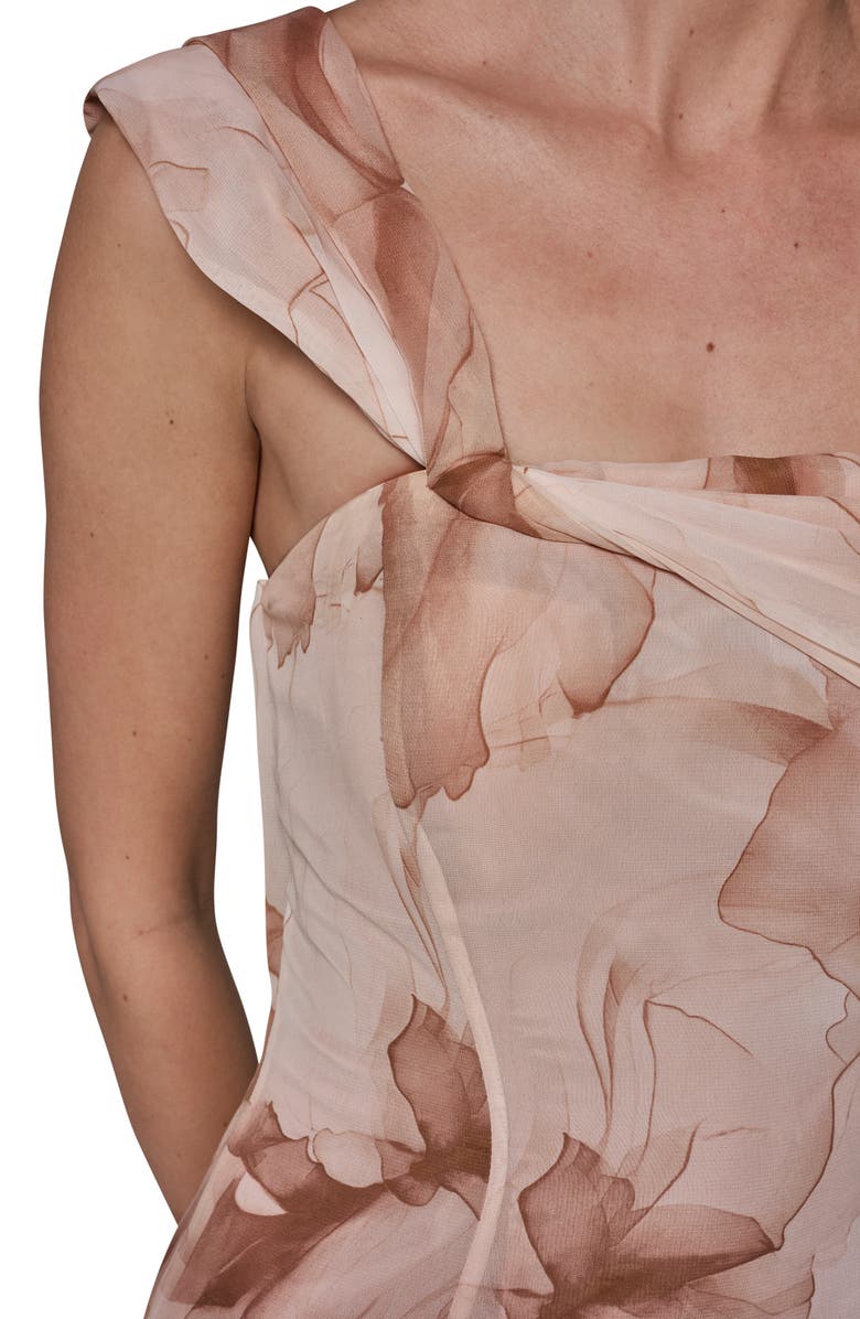 Donna Karan New York Floral Print Asymmetric Gown, Alternate, color, Umbria Mul