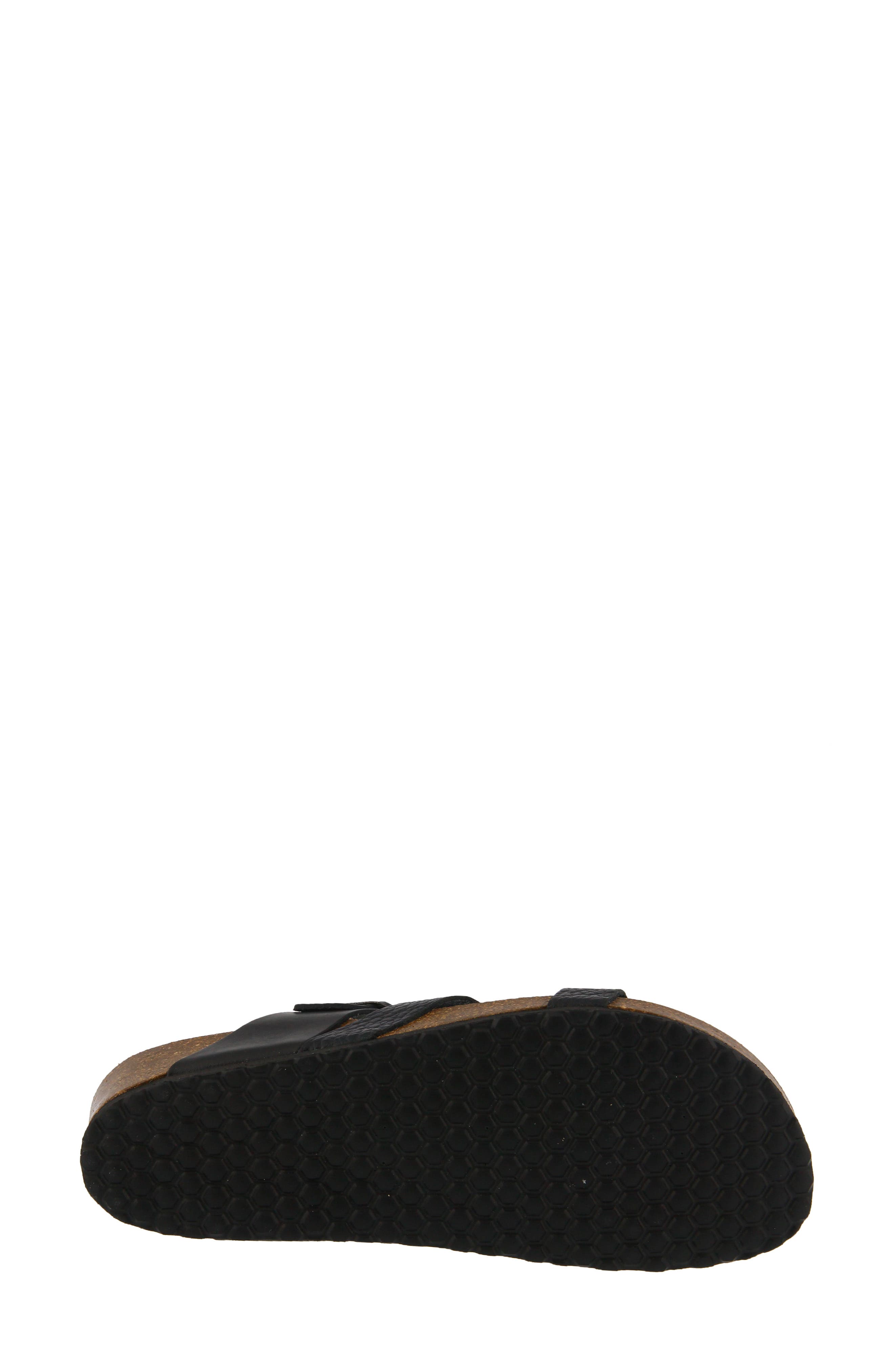 Flossie Slide Sandal, Alternate, color, BLACK/ BLACK LEATHER