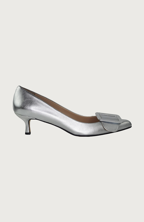 Andrea Carrano Shoes Milk Kitten Heel In Silver