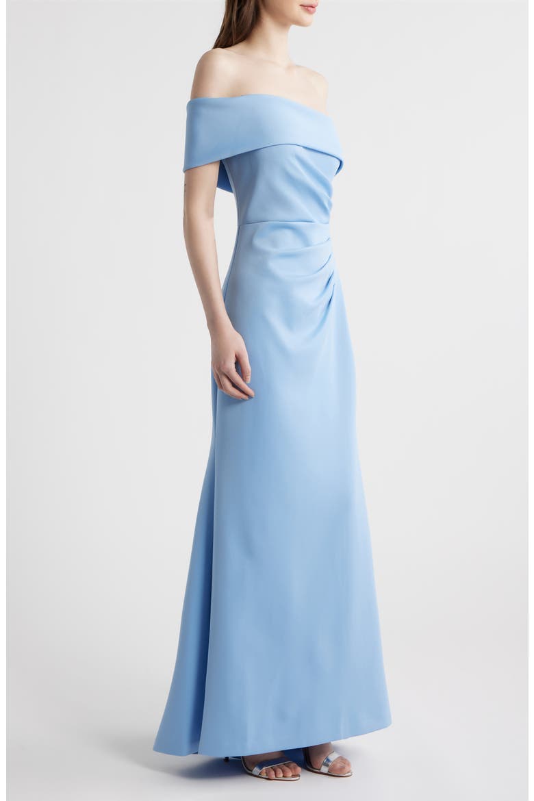 One-Shoulder Ruched Gown, Alternate, color, LAKE