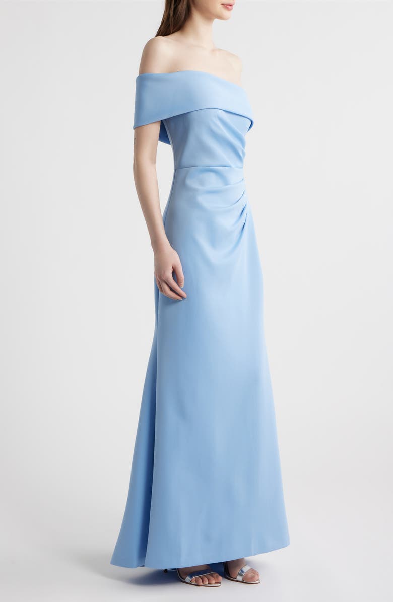 Eliza J One-Shoulder Ruched Gown, Alternate, color, Lake