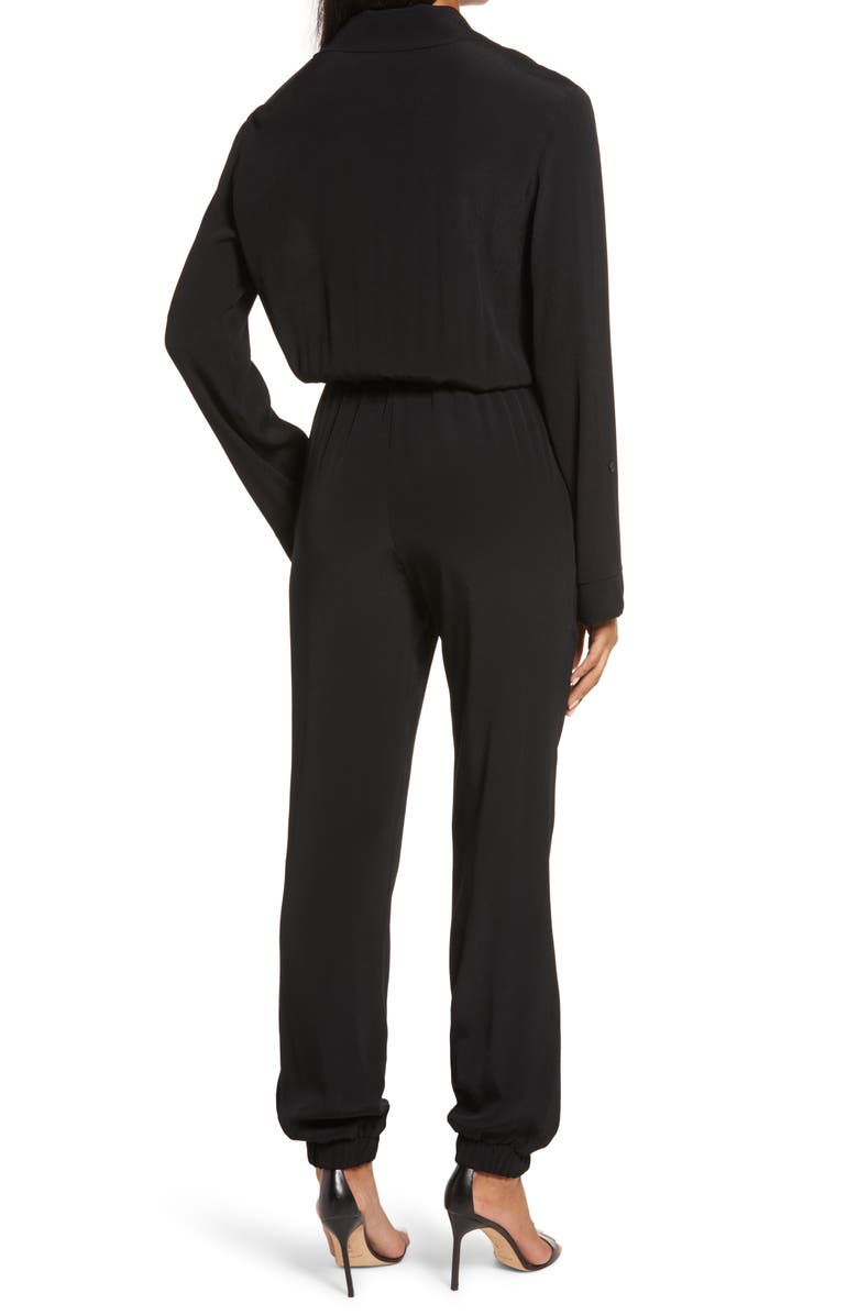 Fraiche by J Long Sleeve Button Front Jumpsuit, Alternate, color,
