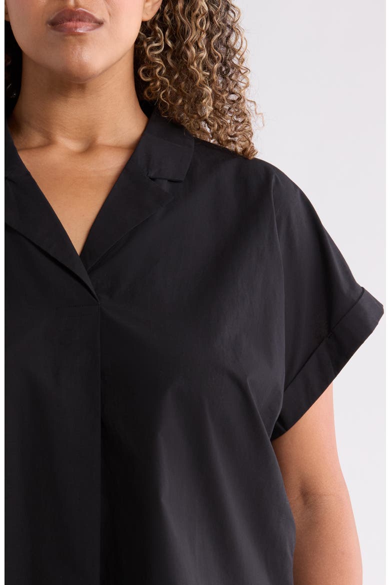 Notch Collar Organic Cotton Top, Alternate, color, BLACK