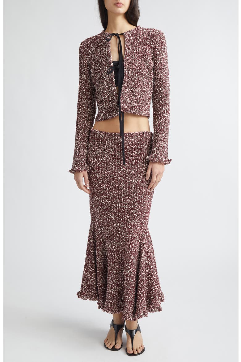 Colette Cotton & Linen Popcorn Slub Trumpet Skirt, Alternate, color, WINE MULTI
