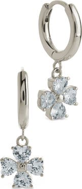 Sterling Forever Bria Cubic Zirconia Dangle Huggie Hoop Earrings