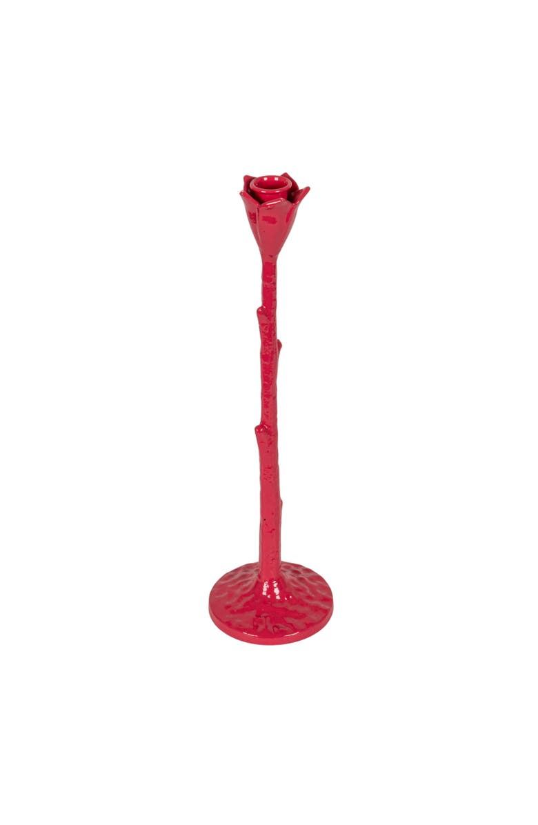 Storied Home Tall Cast Metal Flower Shaped Taper Holder, Pink, Main, color, Pink