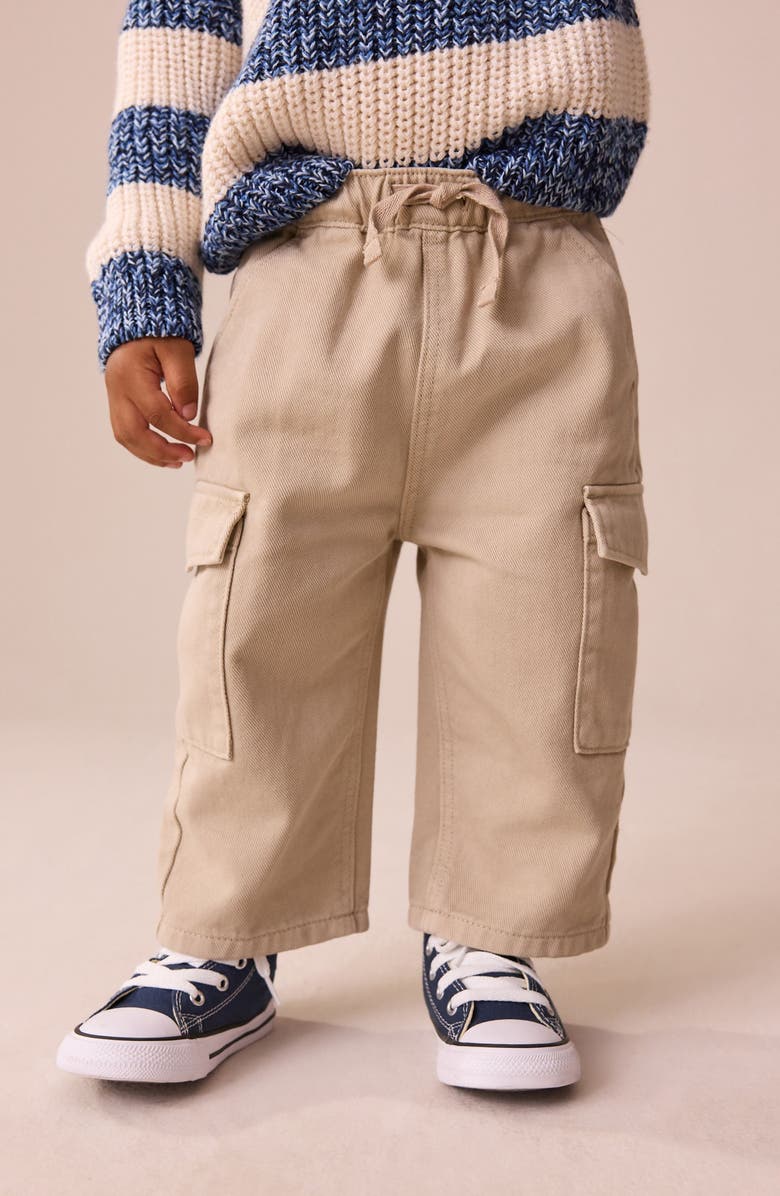 NEXT Kids' Baggy Cotton Twill Cargo Pants, Alternate, color, Neutral