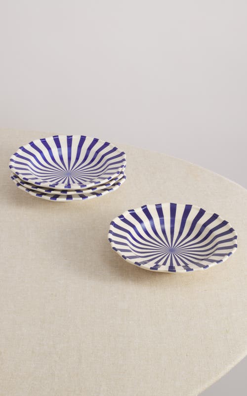 Maison Madison Home Mafalda 9,2'' Pasta Bowl Set Of 4 In Blue/cream