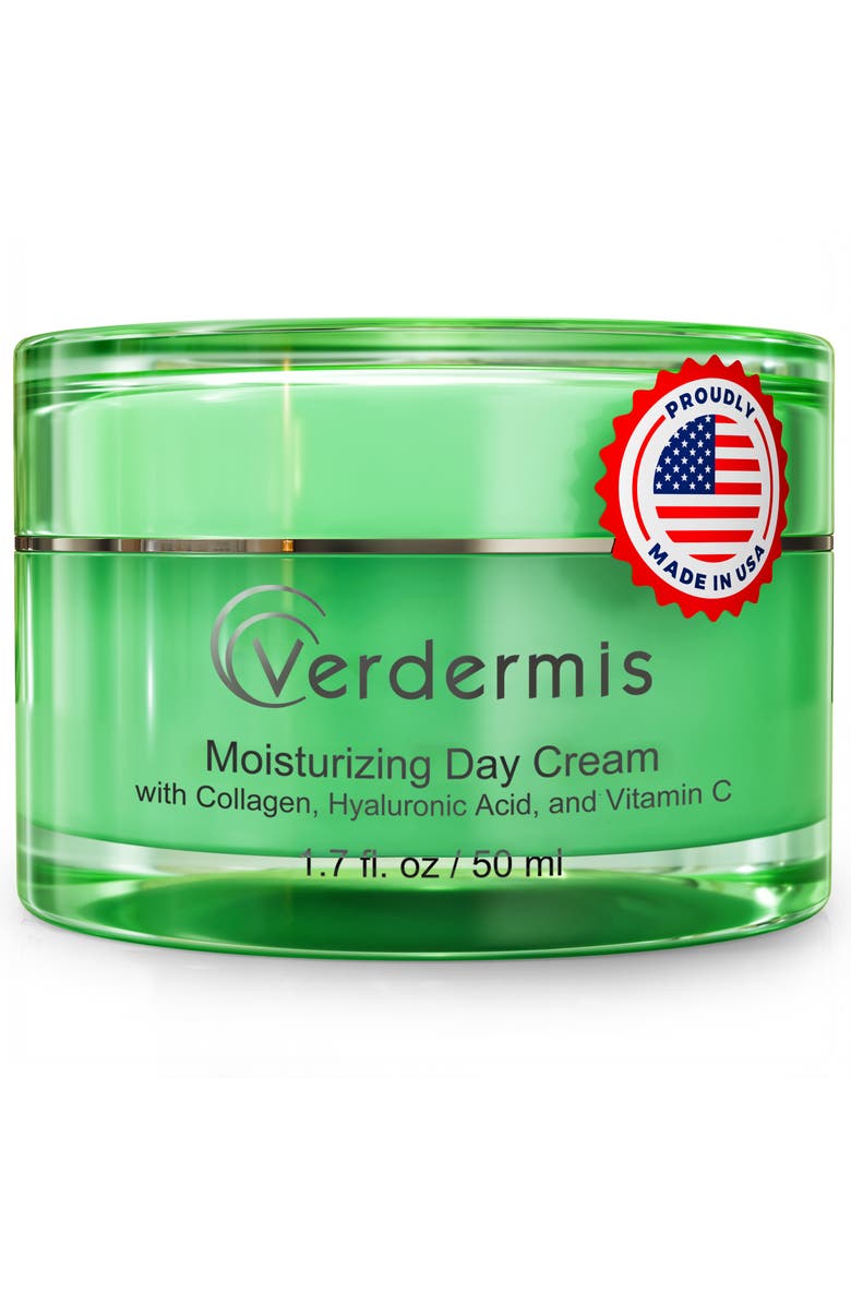 Verdermis Moisturizing Day Cream with Collagen, Hyaluronic Acid, and Vitamin C, Main, color, 