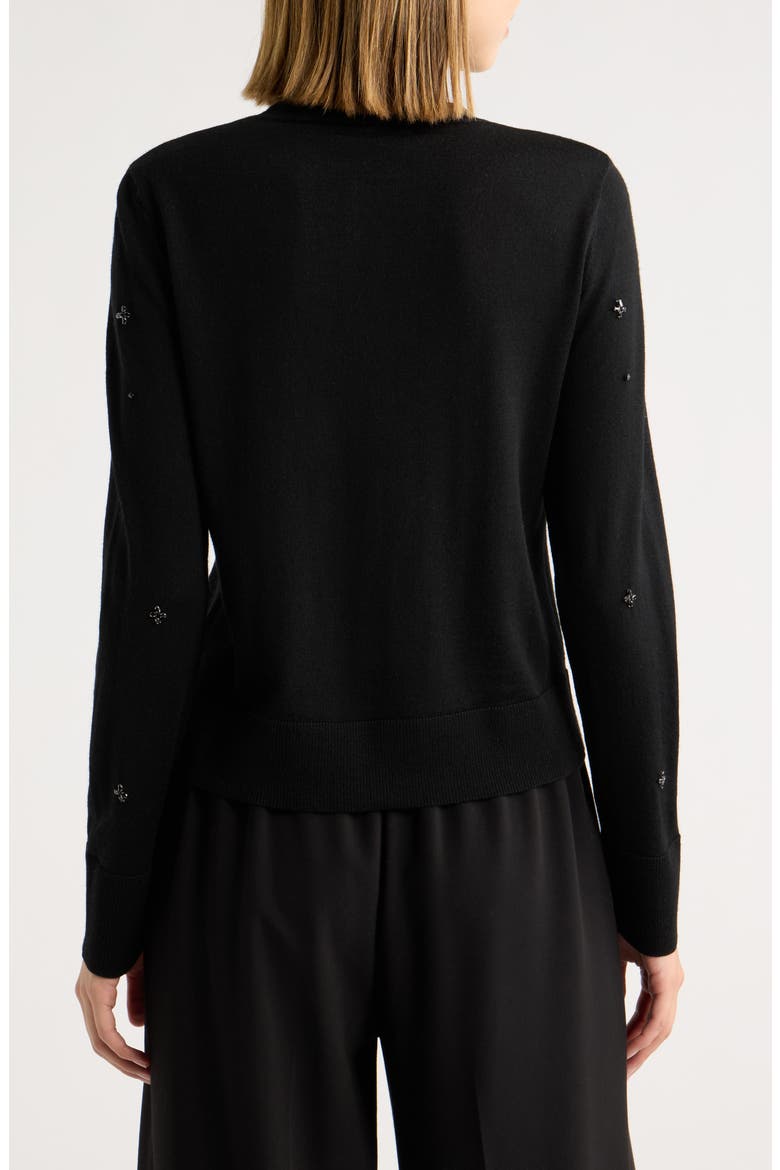 Esme Embellished Wool Cardigan, Alternate, color, BLACK