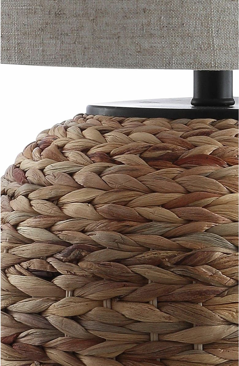 JONATHAN Y Alaro Farmhouse Coastal Water Hyacinth Basket LED Table Lamp, Alternate, color, Natural