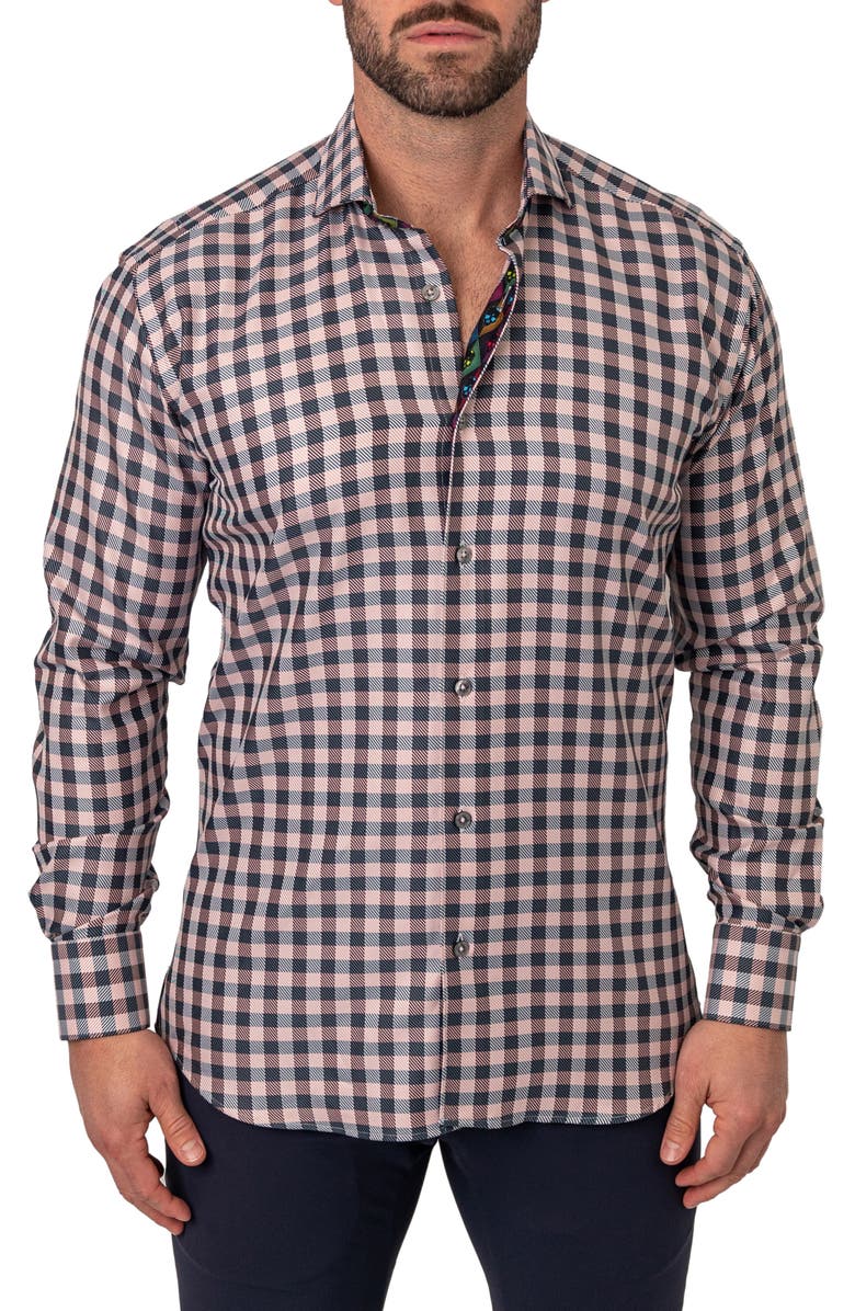 Maceoo Einstein Squares White Regular Fit Plaid Button-Up Shirt, Main, color, 