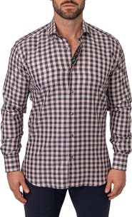 Maceoo Einstein Squares White Regular Fit Plaid Button-Up Shirt