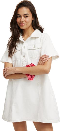 white christmas dresses Western Charm Denim Mini Dress in Medium Wash – Impressions Online Boutique main image 0