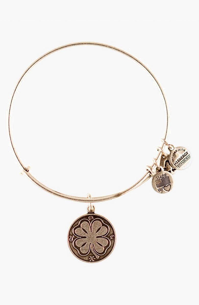 Alex and Ani 'Four Leaf Clover' Expandable Wire Bracelet, Main, color, 