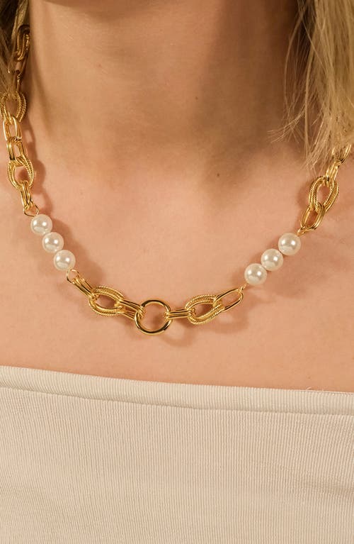 Sterling Forever Ivanna Faux Pearl Chain Necklace
