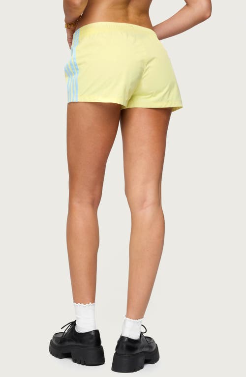 Edikted Nikki Low Rise Side Stripe Nylon Shorts In Green