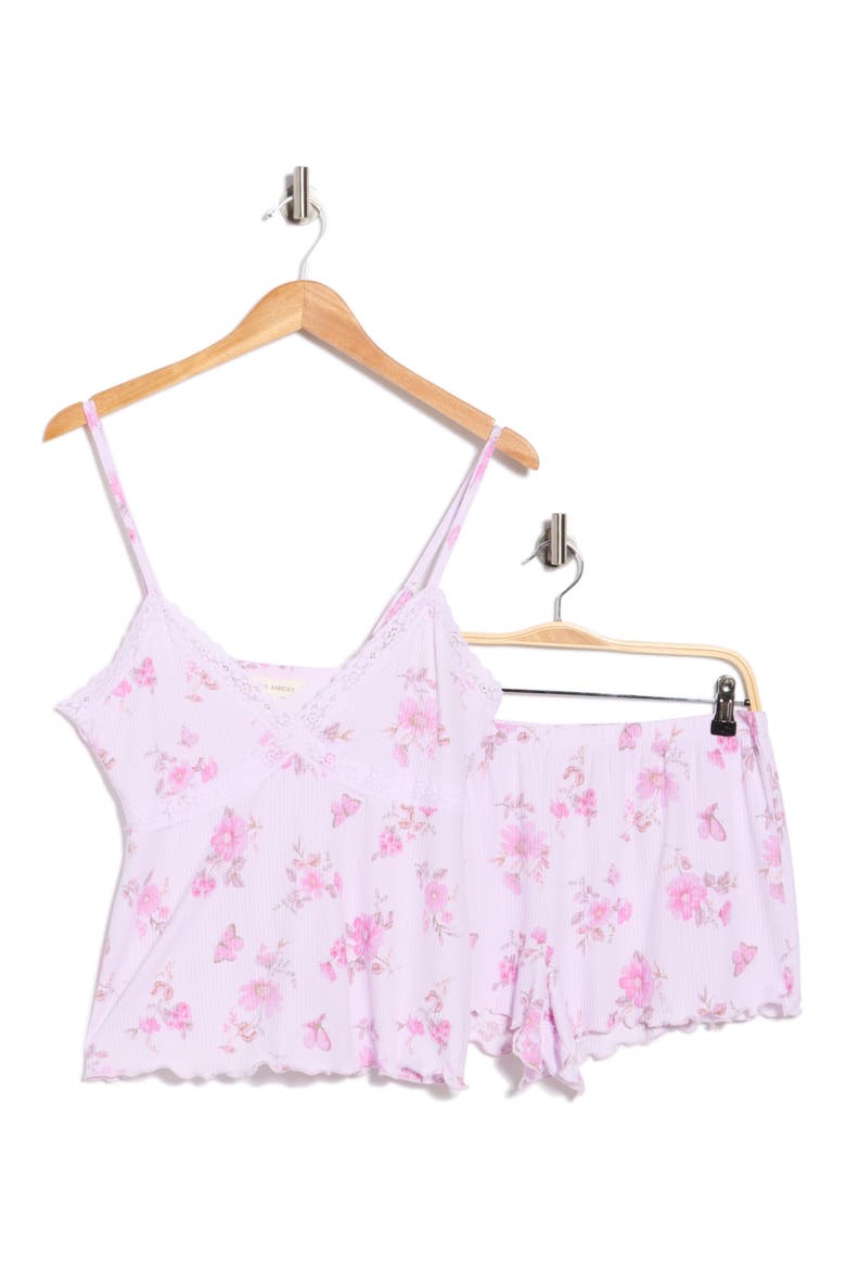 Print Short Pajamas, Alternate, color, PINK FLORAL