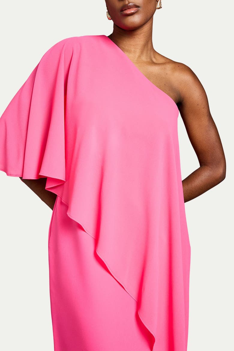 Chiffon Cape Crepe Pencil Dress, Alternate, color, Magenta