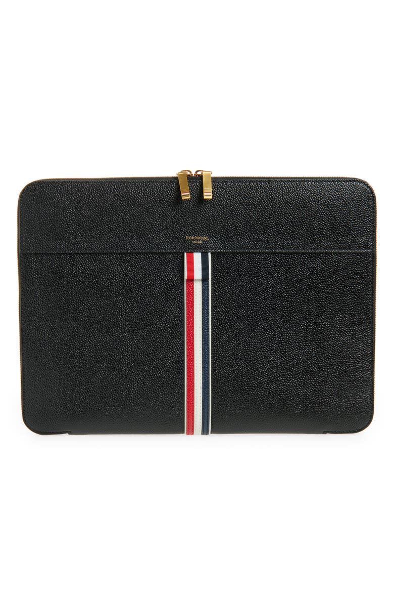 Thom Browne Small RWB Leather Folio, Main, color, Black