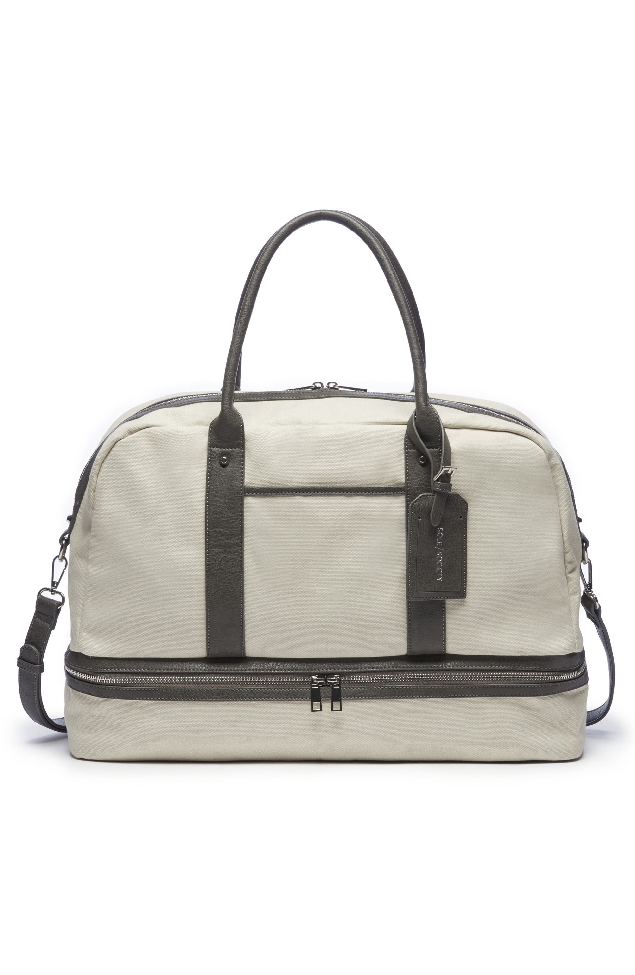 Faux Leather Weekend Bag, Alternate, color, NATURAL COMBO