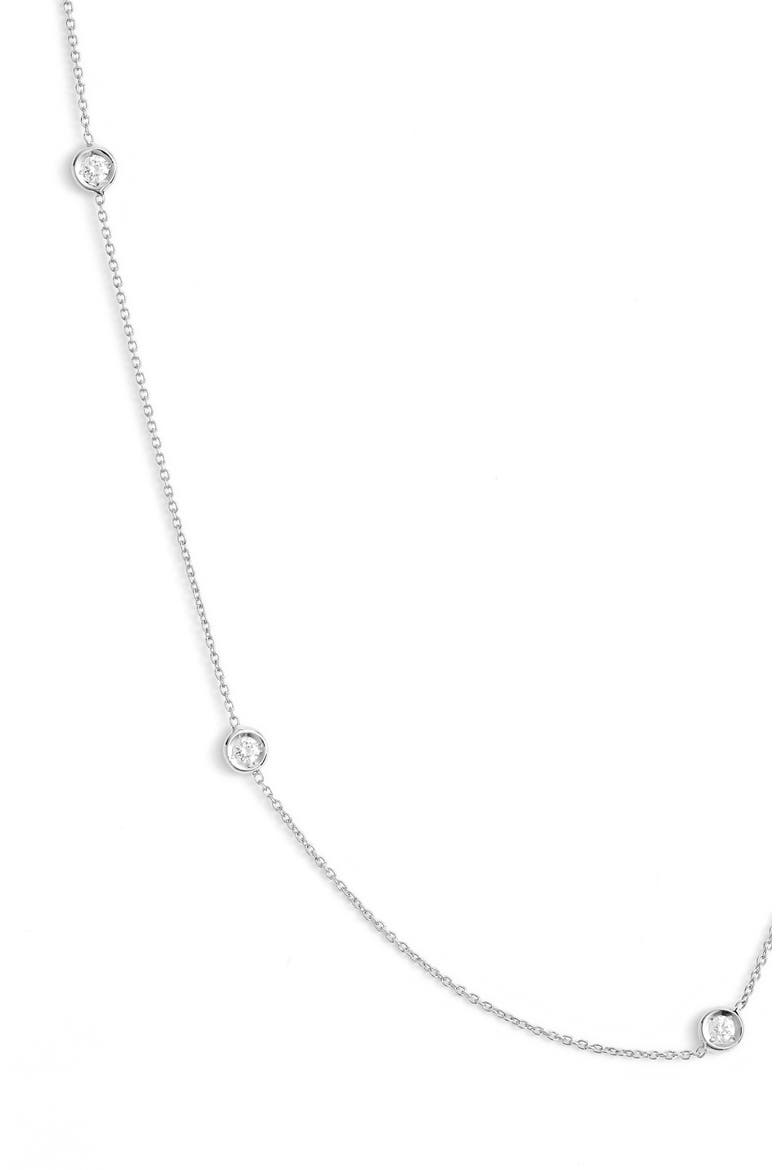 Diamond Station Necklace, Alternate, color, WHITE GOLD