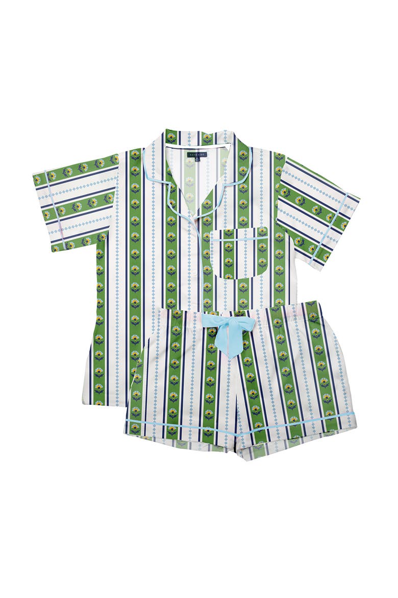 Garden Stripe Pajama Shorts Set, Alternate, color, Green